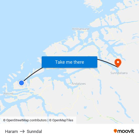 Haram to Sunndal map