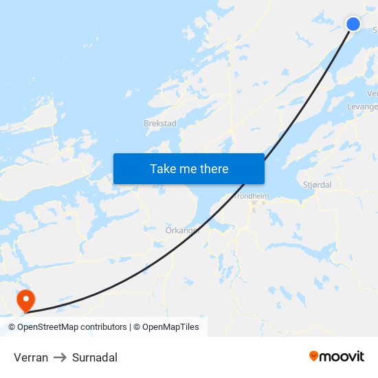 Verran to Surnadal map