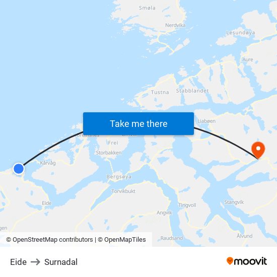 Eide to Surnadal map