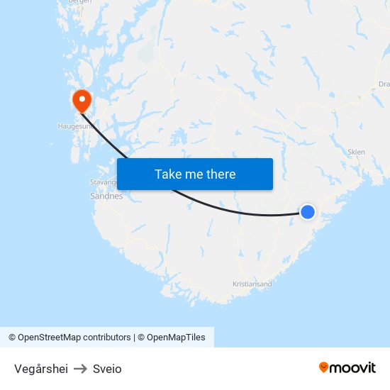 Vegårshei to Sveio map