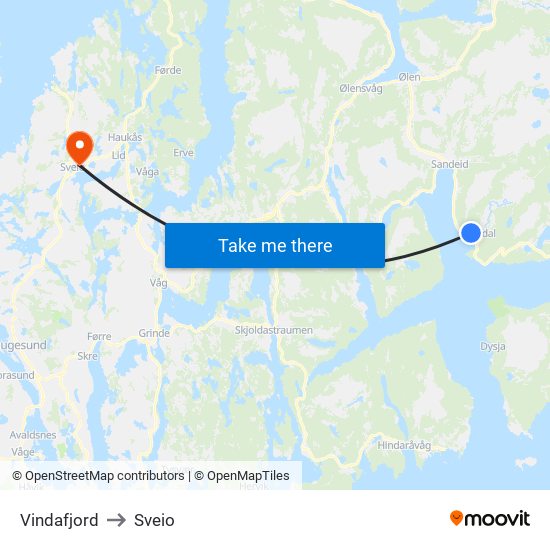 Vindafjord to Sveio map