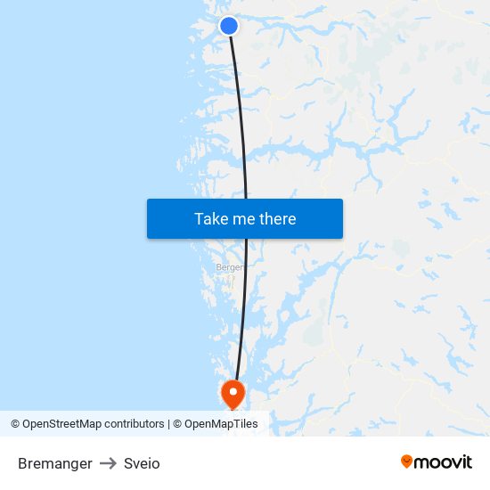 Bremanger to Sveio map