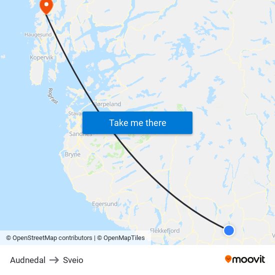 Audnedal to Sveio map