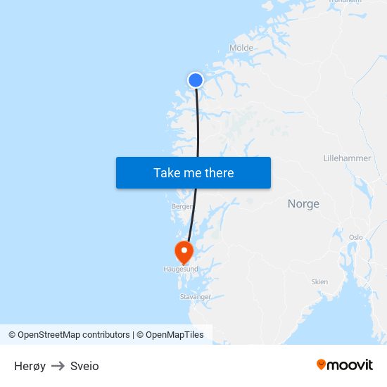 Herøy to Sveio map