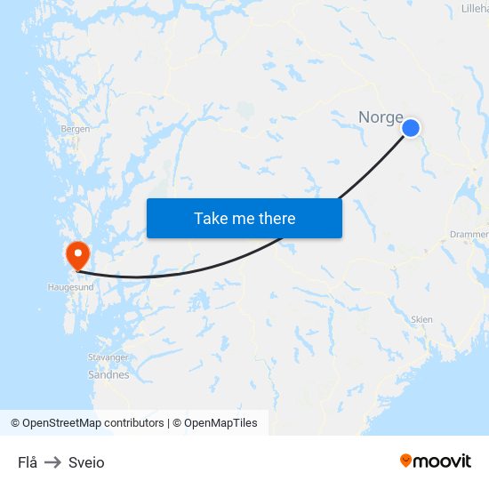 Flå to Sveio map