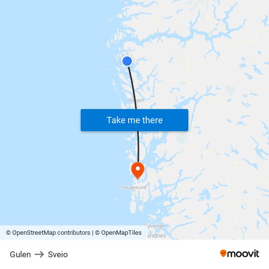 Gulen to Sveio map