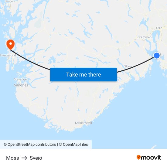 Moss to Sveio map