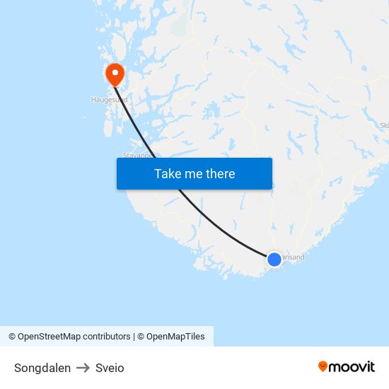 Songdalen to Sveio map