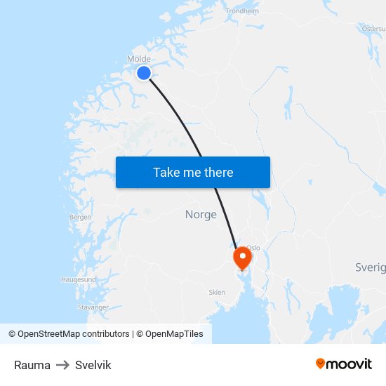 Rauma to Svelvik map