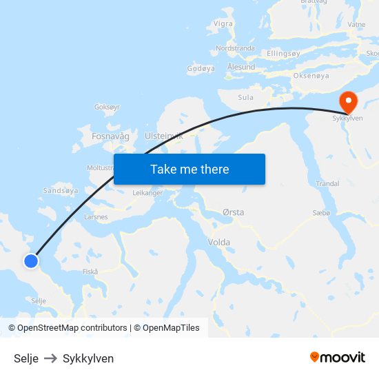 Selje to Sykkylven map