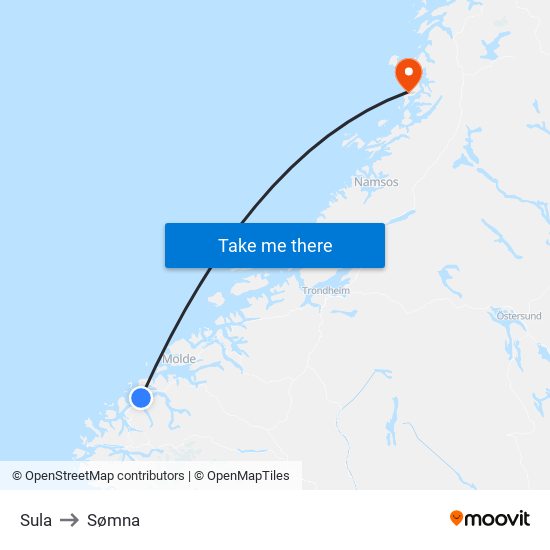 Sula to Sømna map