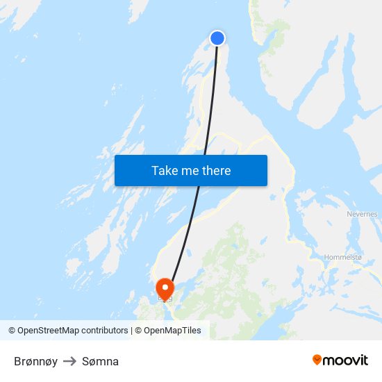 Brønnøy to Sømna map