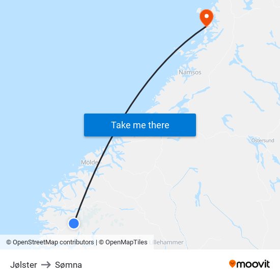 Jølster to Sømna map