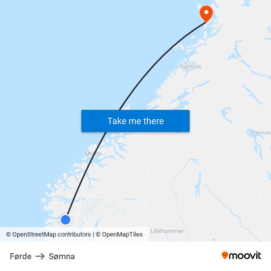 Førde to Sømna map