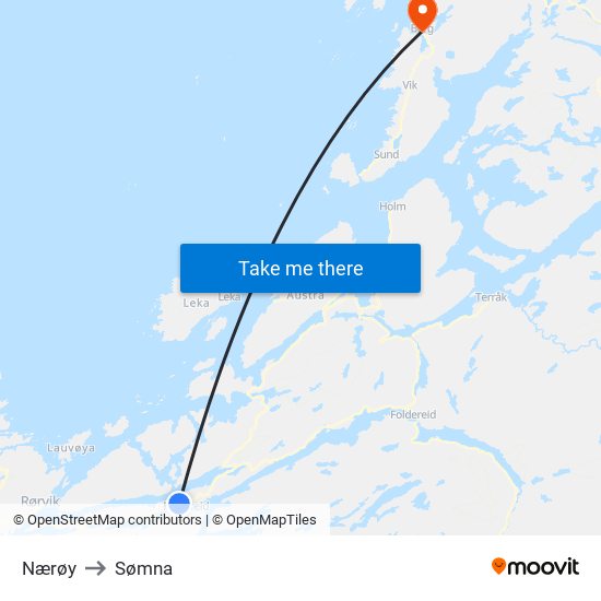 Nærøy to Sømna map