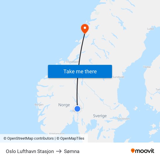 Oslo Lufthavn Stasjon to Sømna map