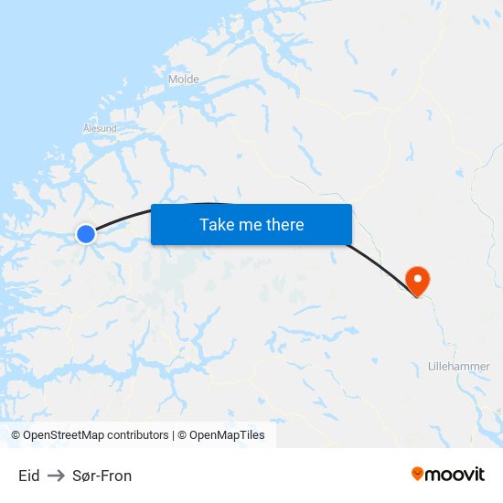 Eid to Sør-Fron map