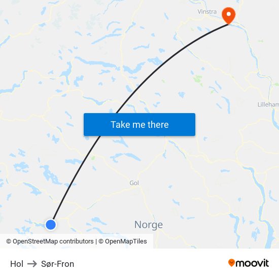 Hol to Sør-Fron map