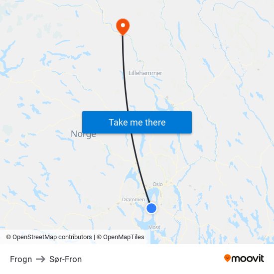 Frogn to Sør-Fron map