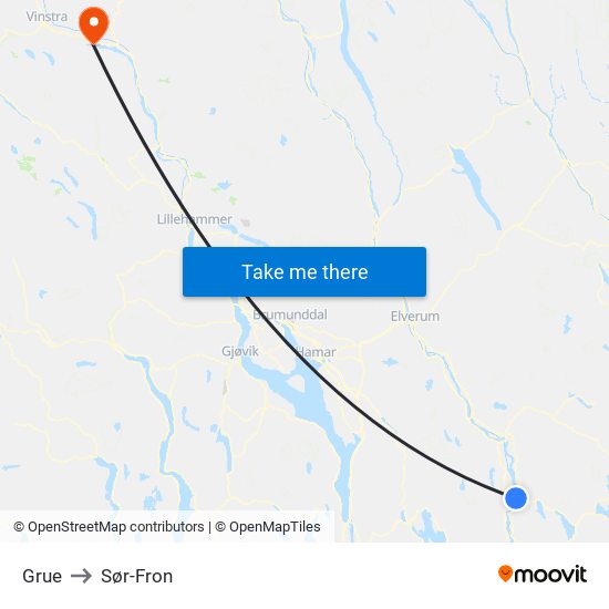 Grue to Sør-Fron map