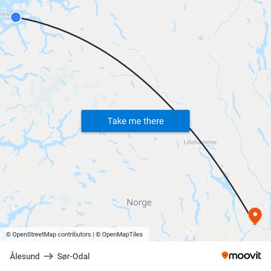 Ålesund to Sør-Odal map