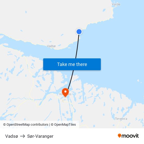 Vadsø to Sør-Varanger map