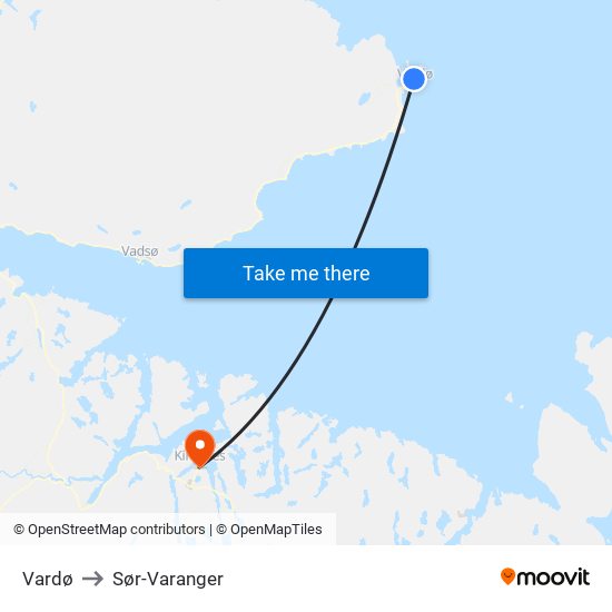 Vardø to Sør-Varanger map