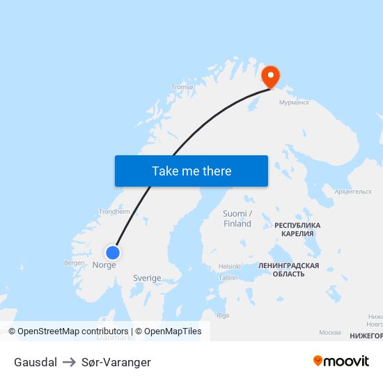 Gausdal to Sør-Varanger map