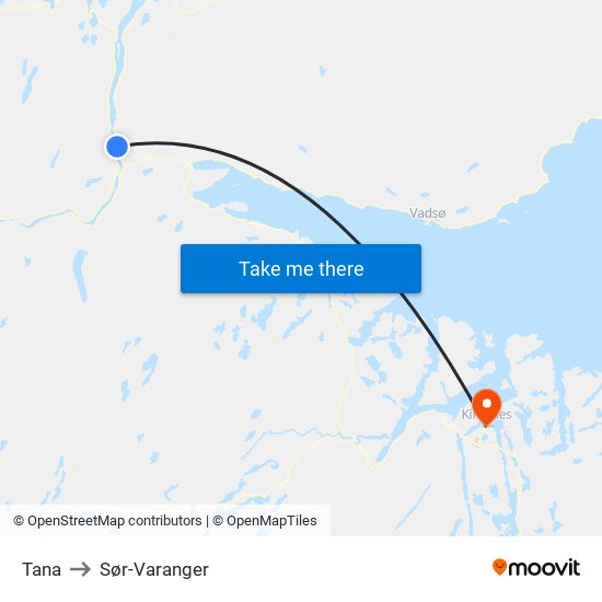 Tana to Sør-Varanger map