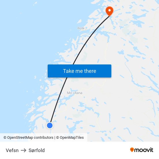 Vefsn to Sørfold map