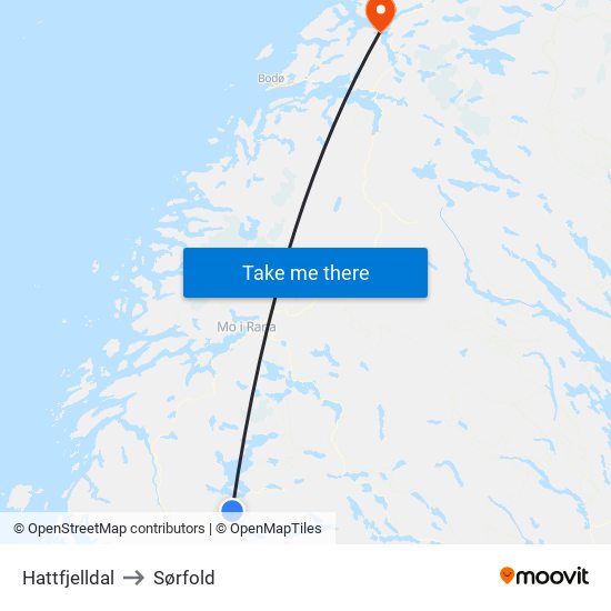 Hattfjelldal to Sørfold map