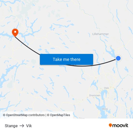 Stange to Vik map