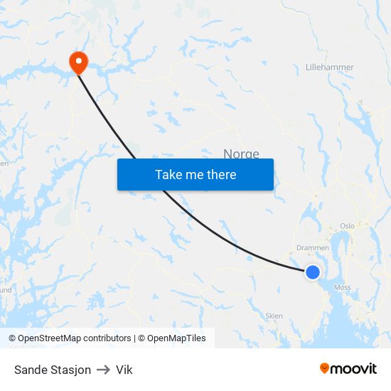 Sande Stasjon to Vik map