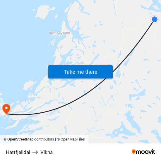 Hattfjelldal to Vikna map