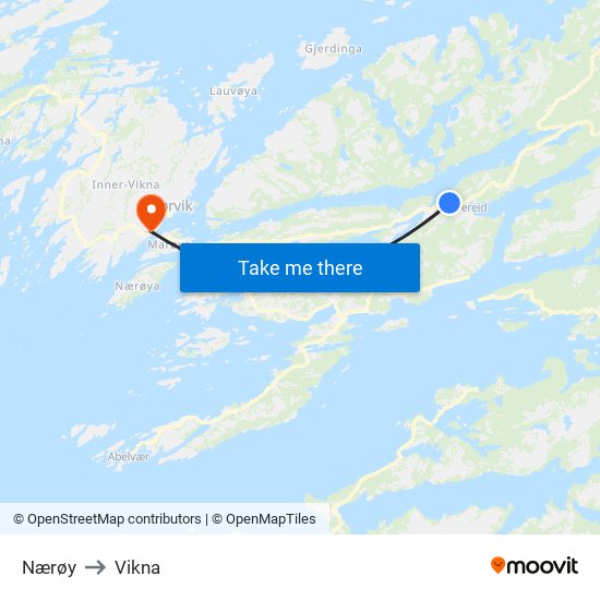 Nærøy to Vikna map