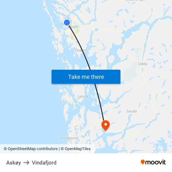 Askøy to Vindafjord map