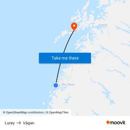 Lurøy to Vågan map