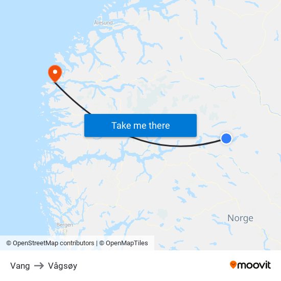 Vang to Vågsøy map