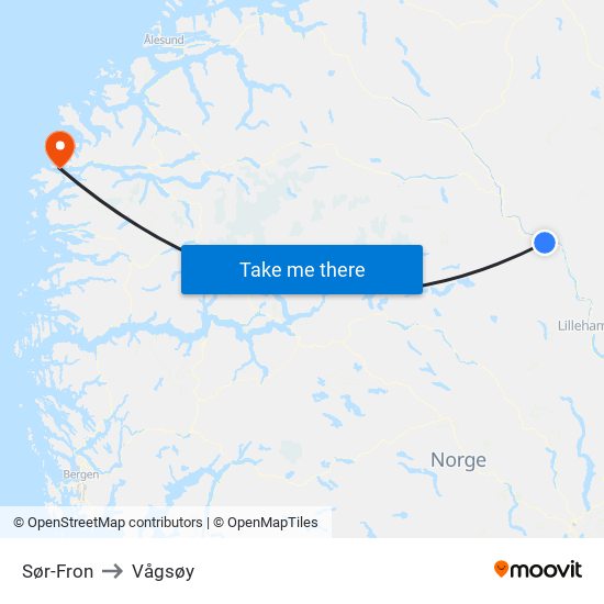 Sør-Fron to Vågsøy map