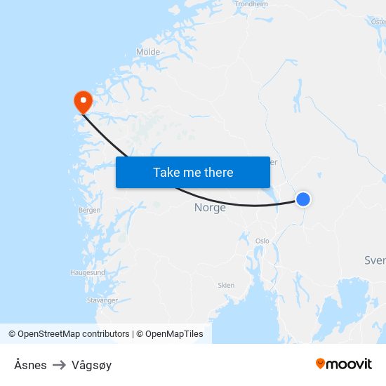 Åsnes to Vågsøy map