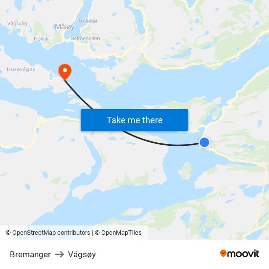 Bremanger to Vågsøy map