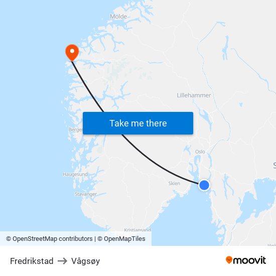 Fredrikstad to Vågsøy map