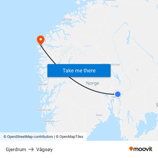 Gjerdrum to Vågsøy map