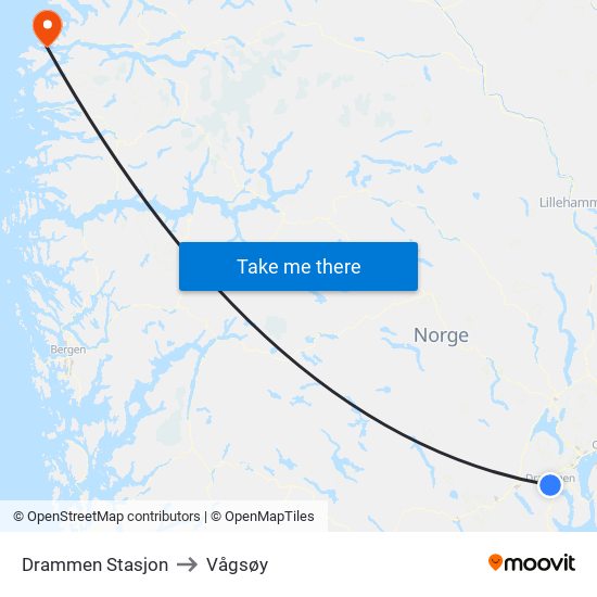 Drammen Stasjon to Vågsøy map