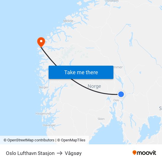 Oslo Lufthavn Stasjon to Vågsøy map