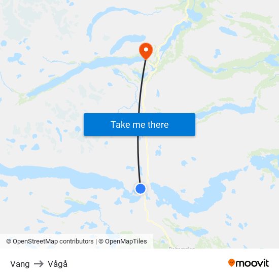 Vang to Vågå map