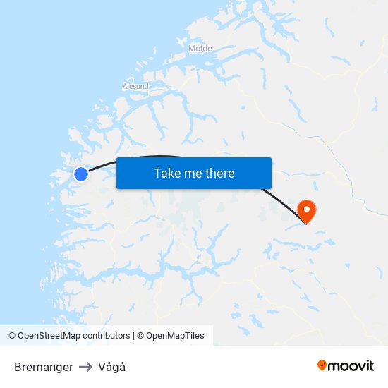 Bremanger to Vågå map