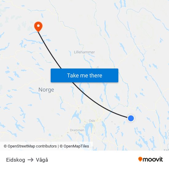 Eidskog to Vågå map