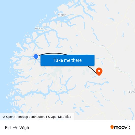 Eid to Vågå map