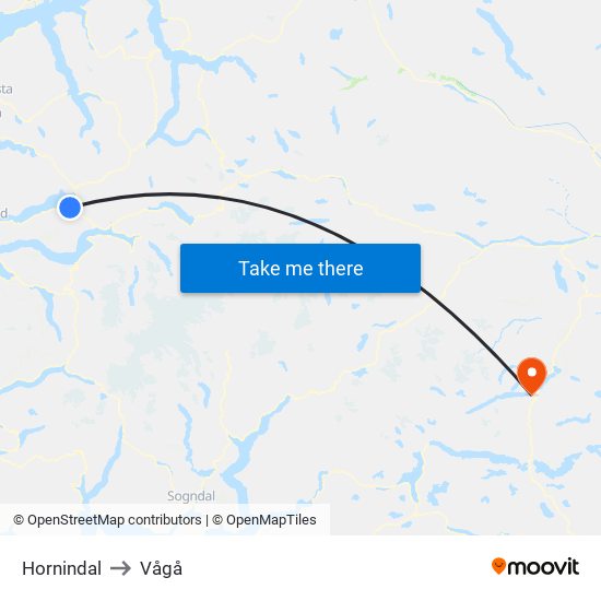 Hornindal to Vågå map